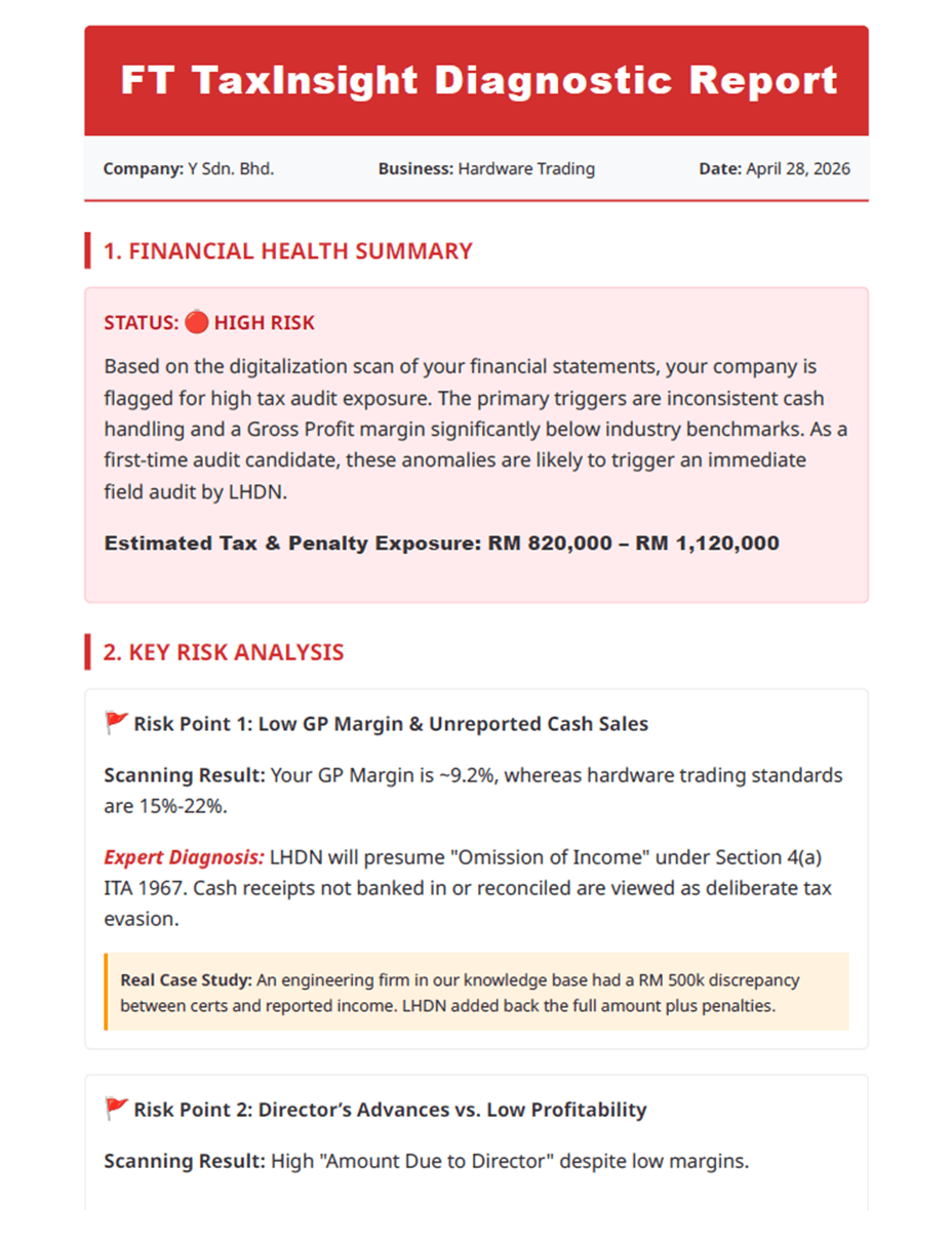 FT TaxInsight sample diagnostic report